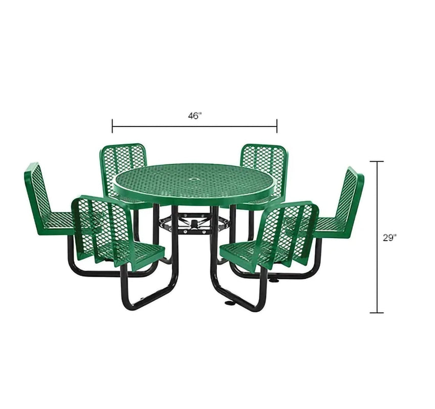 Global Industrial 46" Round Picnic Table w/ 6 Seats, Expanded Metal (GLB - 277590) - SchoolOutlet