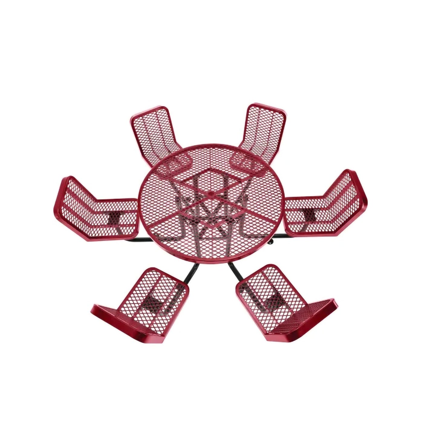 Global Industrial 46" Round Picnic Table w/ 6 Seats, Expanded Metal (GLB - 277590) - SchoolOutlet