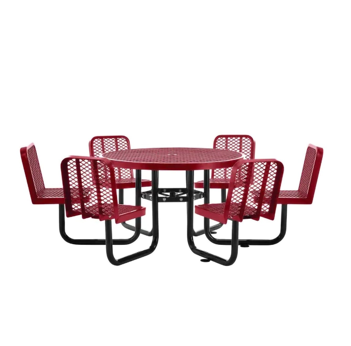 Global Industrial 46" Round Picnic Table w/ 6 Seats, Expanded Metal (GLB - 277590) - SchoolOutlet