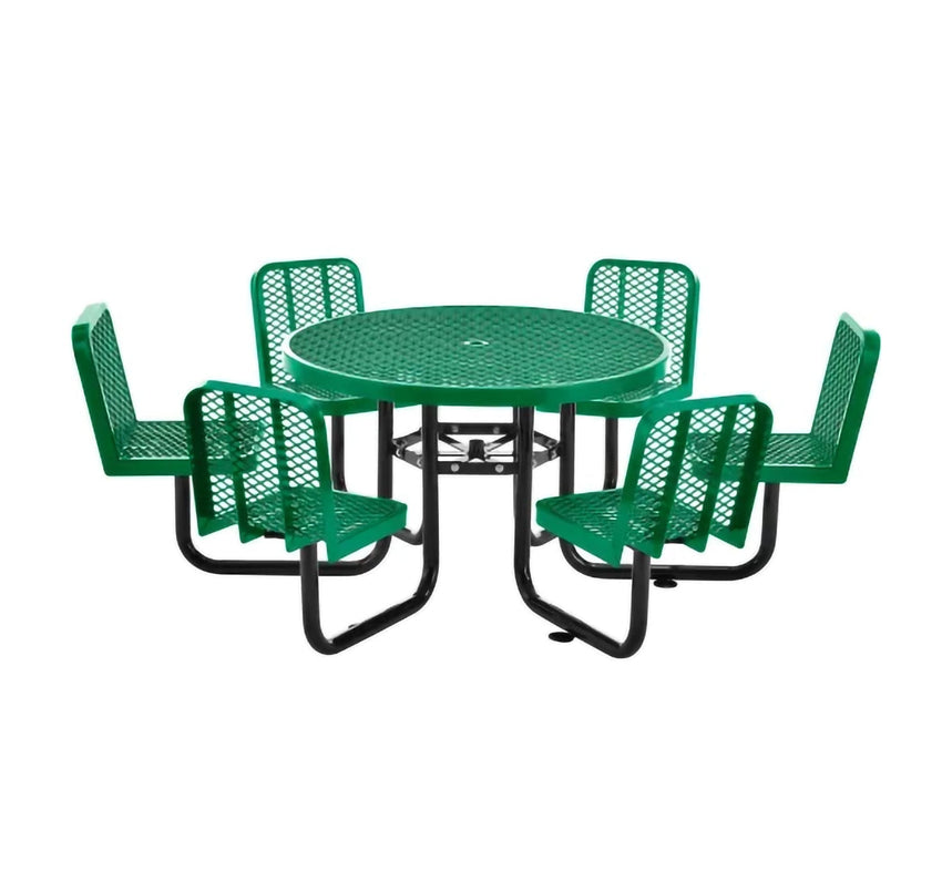 Global Industrial 46" Round Picnic Table w/ 6 Seats, Expanded Metal (GLB - 277590) - SchoolOutlet