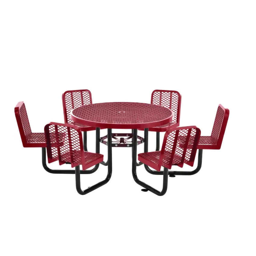 Global Industrial 46" Round Picnic Table w/ 6 Seats, Expanded Metal (GLB - 277590) - SchoolOutlet