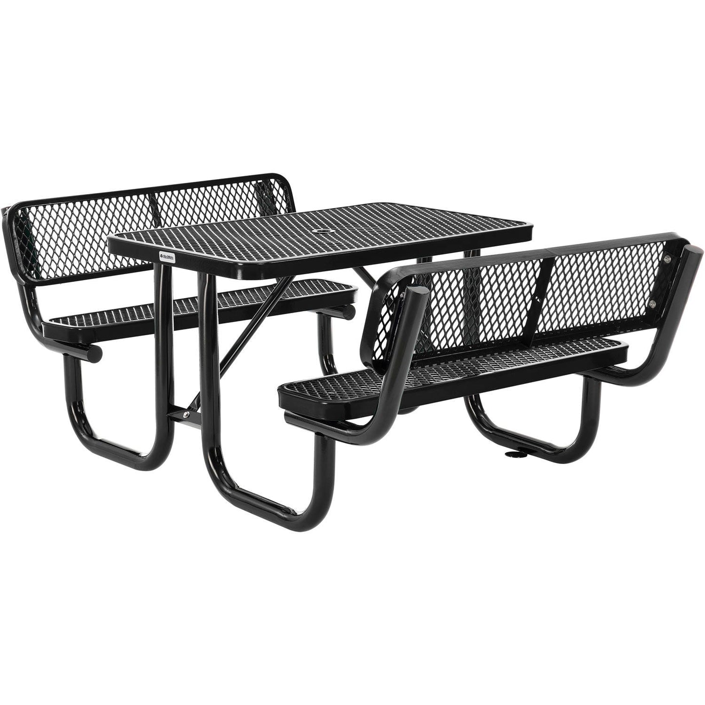 Global Industrial 4' Rectangular Picnic Table w/ Backrests, Expanded Metal (GLB - 277620) - SchoolOutlet