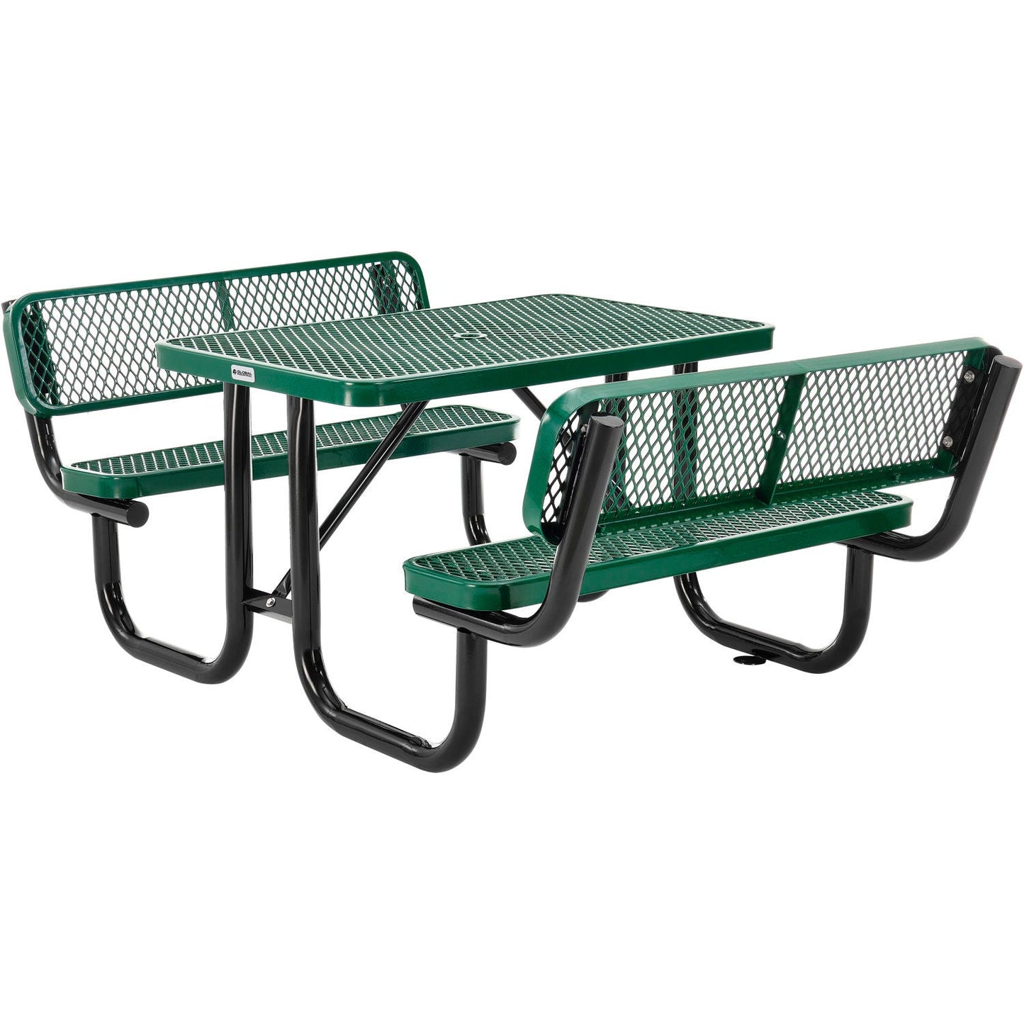 Global Industrial 4' Rectangular Picnic Table w/ Backrests, Expanded Metal (GLB - 277620) - SchoolOutlet
