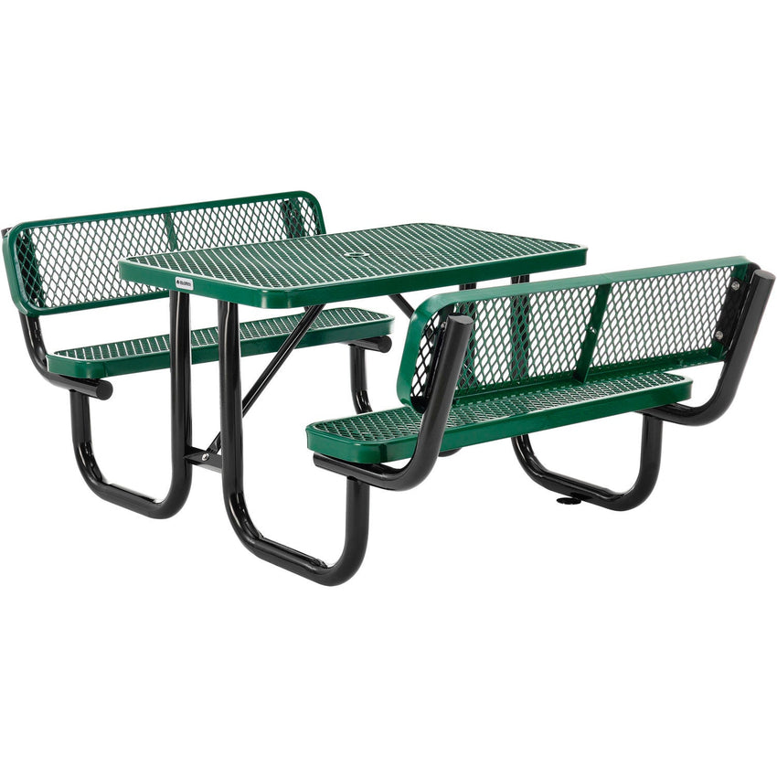 Global Industrial 4' Rectangular Picnic Table w/ Backrests, Expanded Metal (GLB - 277620) - SchoolOutlet