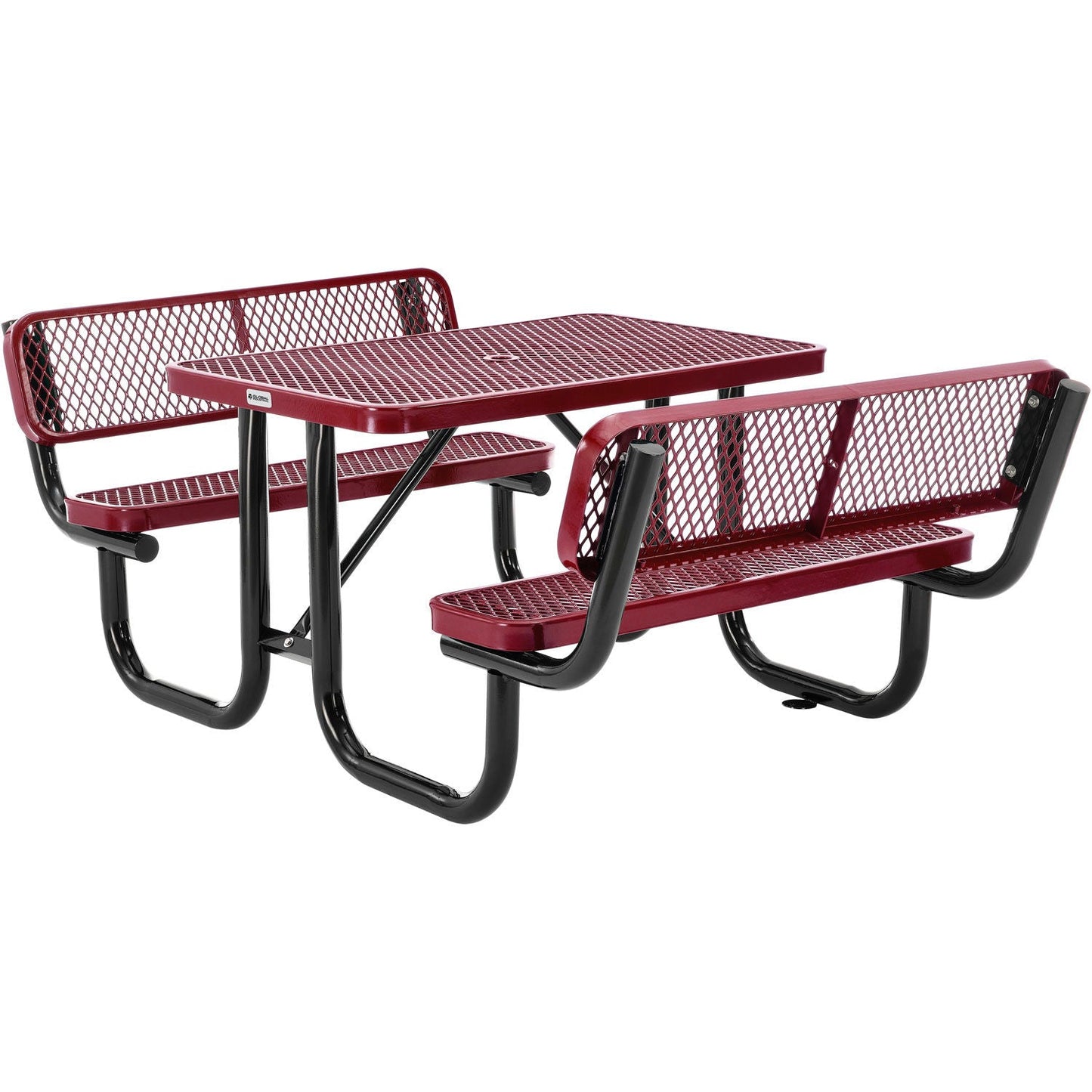 Global Industrial 4' Rectangular Picnic Table w/ Backrests, Expanded Metal (GLB - 277620) - SchoolOutlet