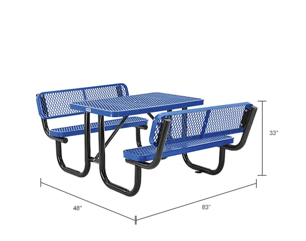 Global Industrial 4' Rectangular Picnic Table w/ Backrests, Expanded Metal (GLB - 277620) - SchoolOutlet