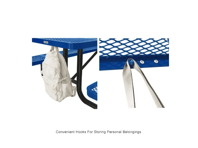 Global Industrial 4' Rectangular Picnic Table w/ Backrests, Expanded Metal (GLB - 277620) - SchoolOutlet