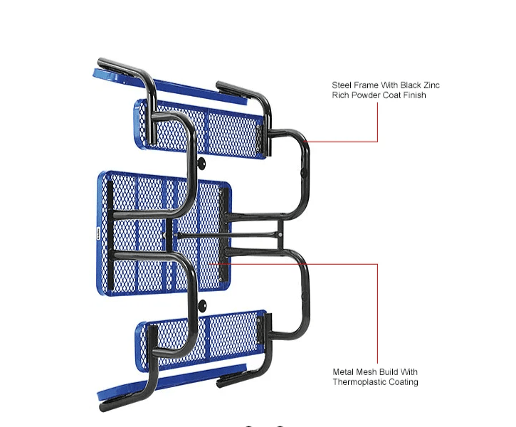 Global Industrial 4' Rectangular Picnic Table w/ Backrests, Expanded Metal (GLB - 277620) - SchoolOutlet