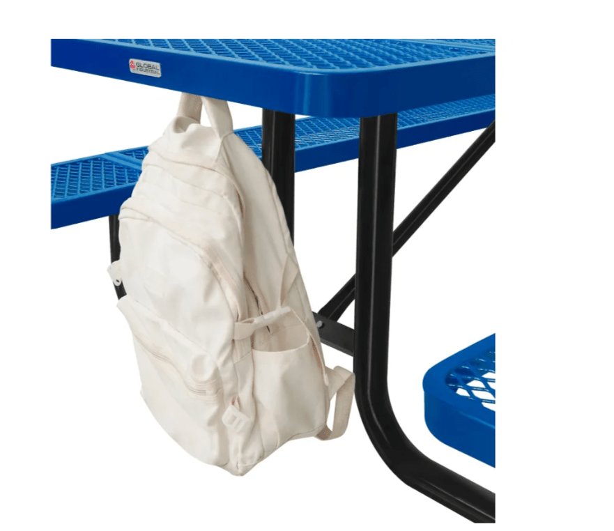 Global Industrial 4' Rectangular Picnic Table w/ Backrests, Expanded Metal (GLB - 277620) - SchoolOutlet