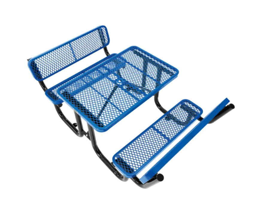 Global Industrial 4' Rectangular Picnic Table w/ Backrests, Expanded Metal (GLB - 277620) - SchoolOutlet