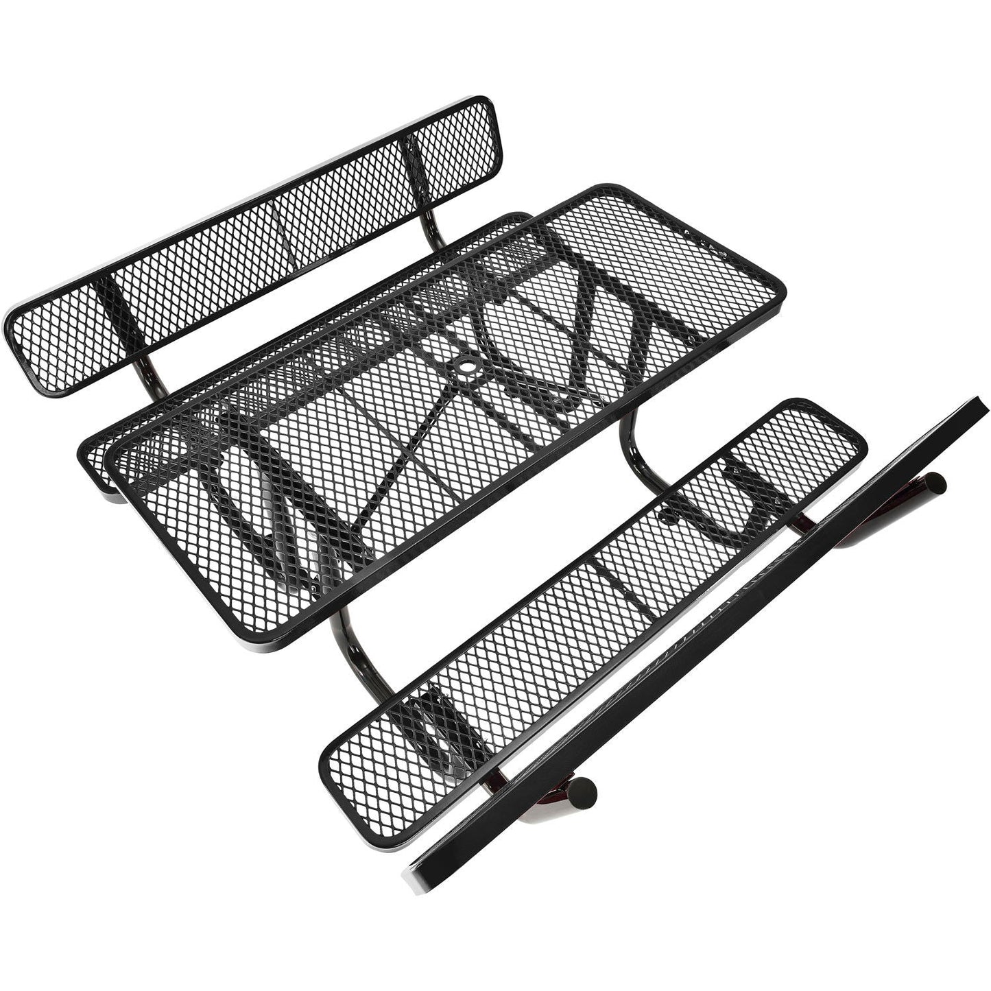 Global Industrial 6' Rectangular Picnic Table w/ Backrests, Expanded Metal (GLB - 277630) - SchoolOutlet