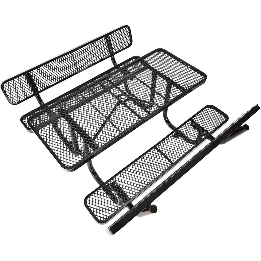 Global Industrial 6' Rectangular Picnic Table w/ Backrests, Expanded Metal (GLB - 277630) - SchoolOutlet