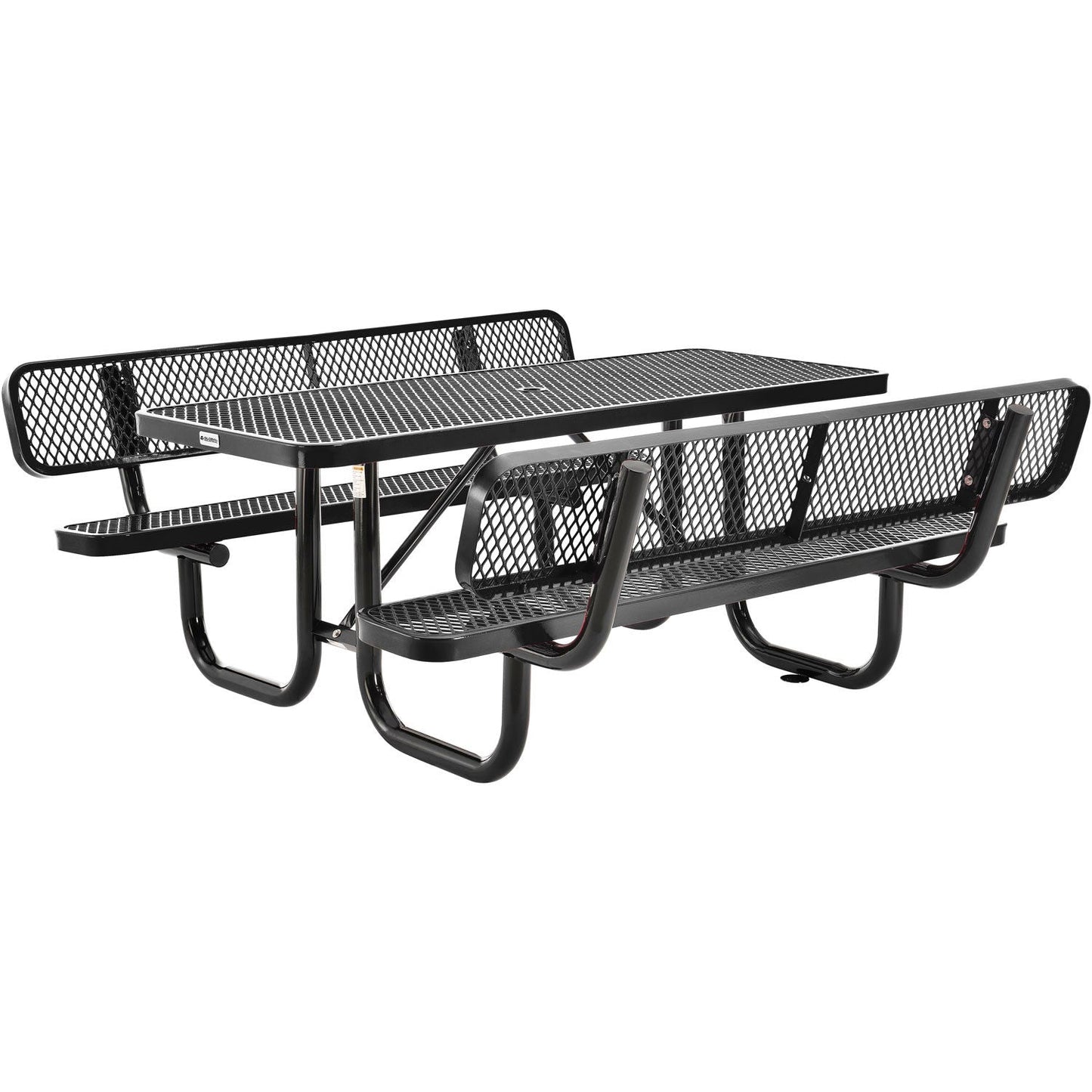 Global Industrial 6' Rectangular Picnic Table w/ Backrests, Expanded Metal (GLB - 277630) - SchoolOutlet