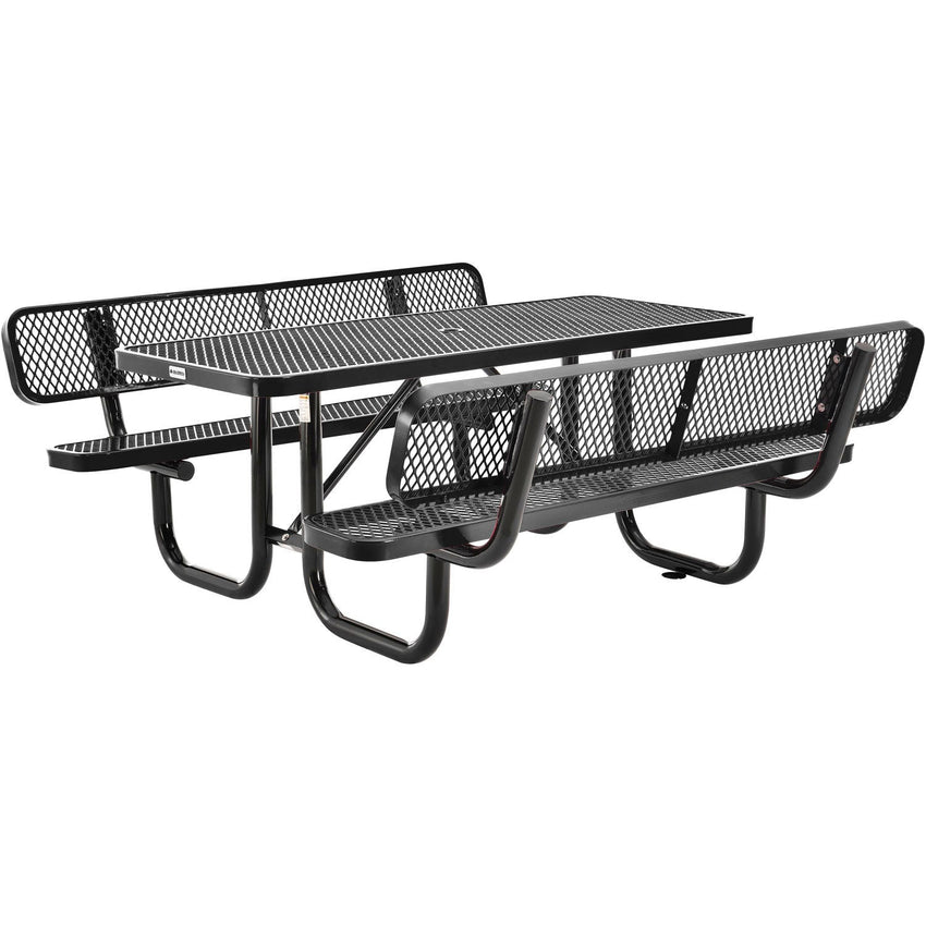 Global Industrial 6' Rectangular Picnic Table w/ Backrests, Expanded Metal (GLB - 277630) - SchoolOutlet