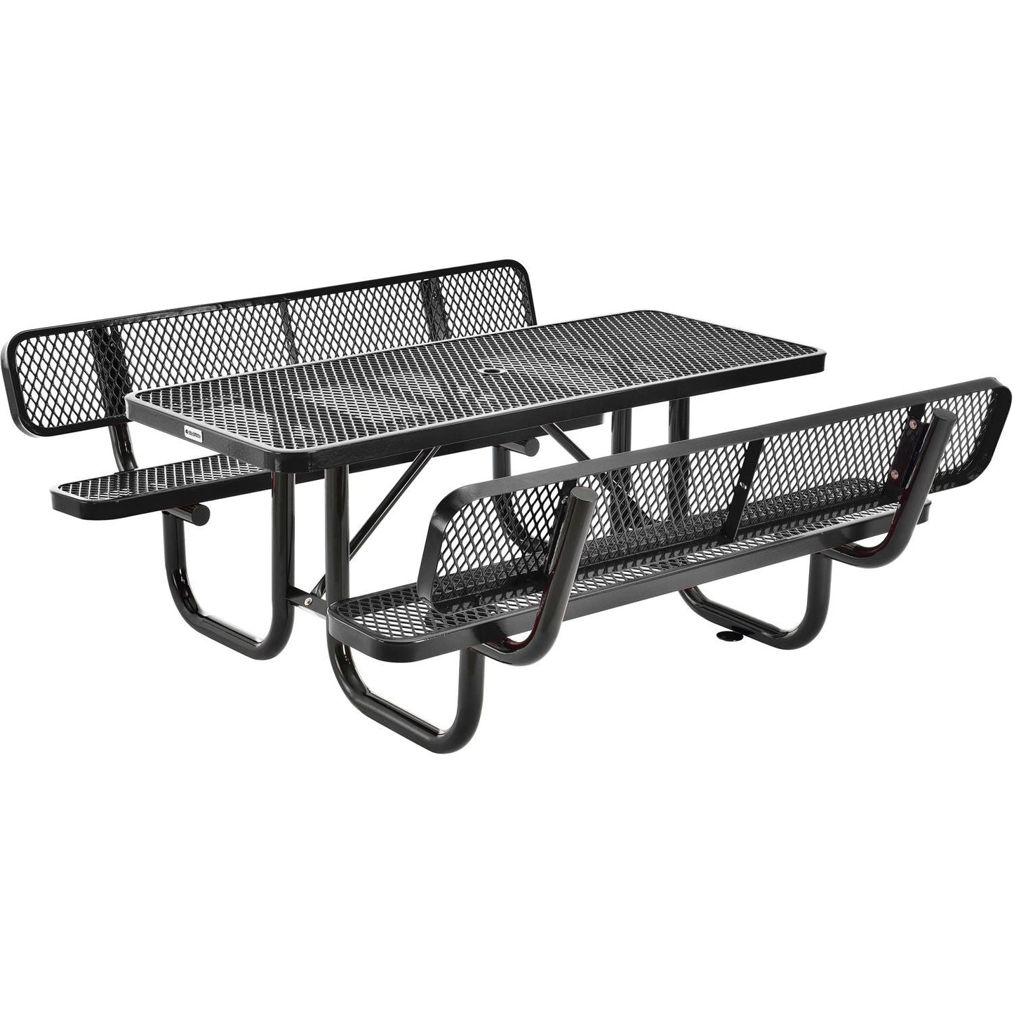 Global Industrial 6' Rectangular Picnic Table w/ Backrests, Expanded Metal (GLB - 277630) - SchoolOutlet