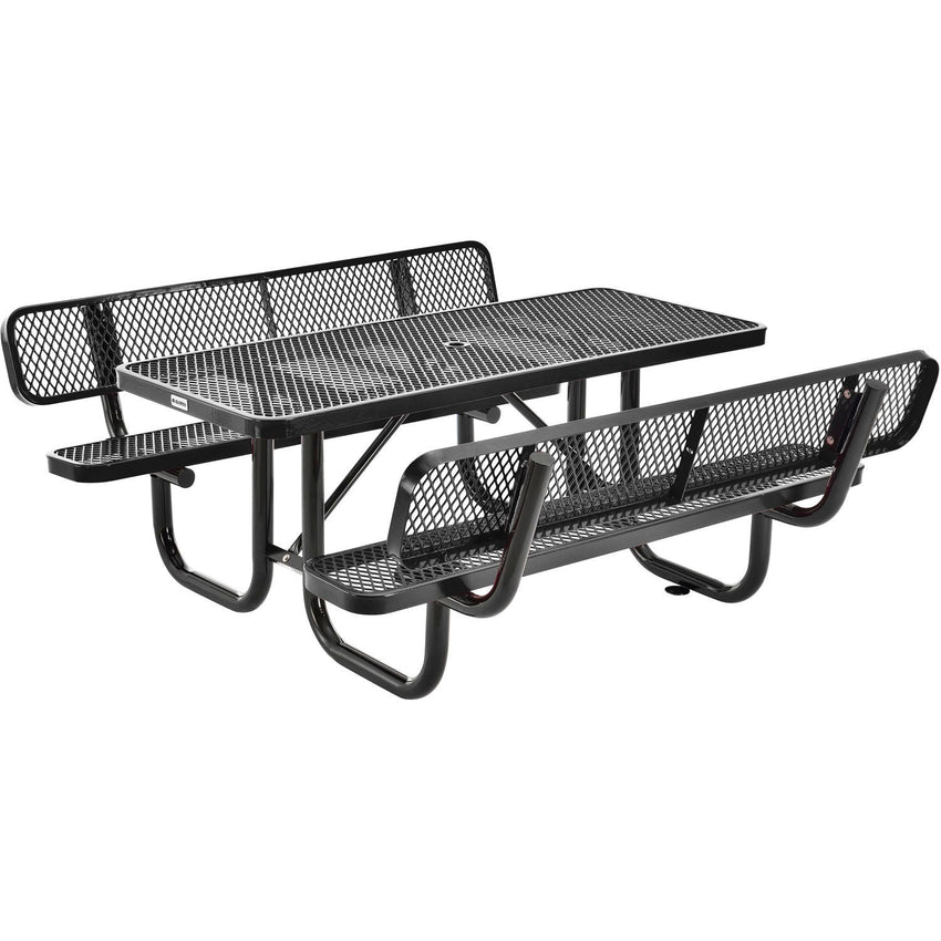 Global Industrial 6' Rectangular Picnic Table w/ Backrests, Expanded Metal (GLB - 277630) - SchoolOutlet