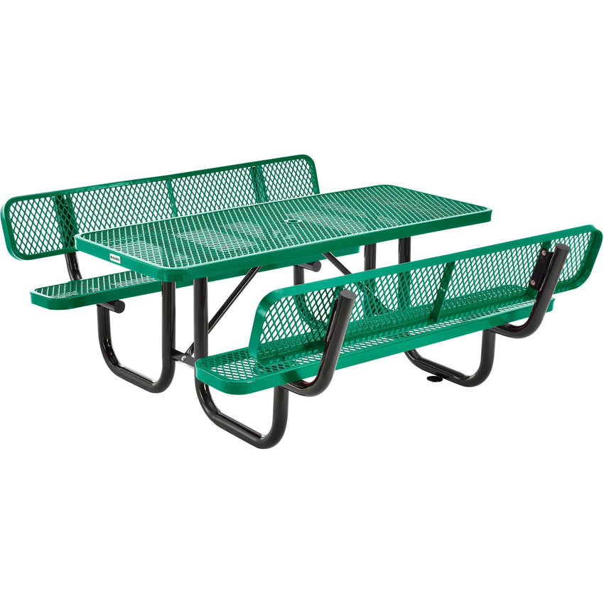 Global Industrial 6' Rectangular Picnic Table w/ Backrests, Expanded Metal (GLB - 277630) - SchoolOutlet