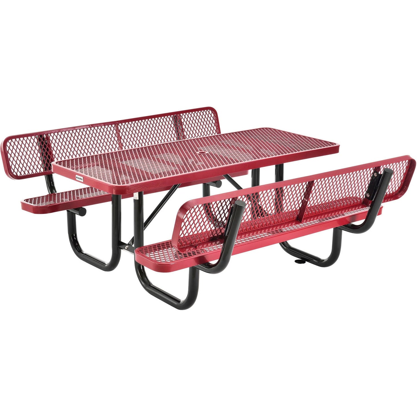 Global Industrial 6' Rectangular Picnic Table w/ Backrests, Expanded Metal (GLB - 277630) - SchoolOutlet