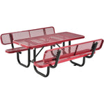 Global Industrial 6' Rectangular Picnic Table w/ Backrests, Expanded Metal (GLB - 277630) - SchoolOutlet