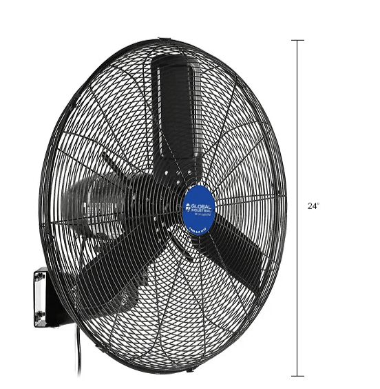Global Industrial 24" Outdoor Rated Oscillating Wall Mount Fan 2 Speed 7700 CFM 3/10 HP (GLB - 292450) - SchoolOutlet