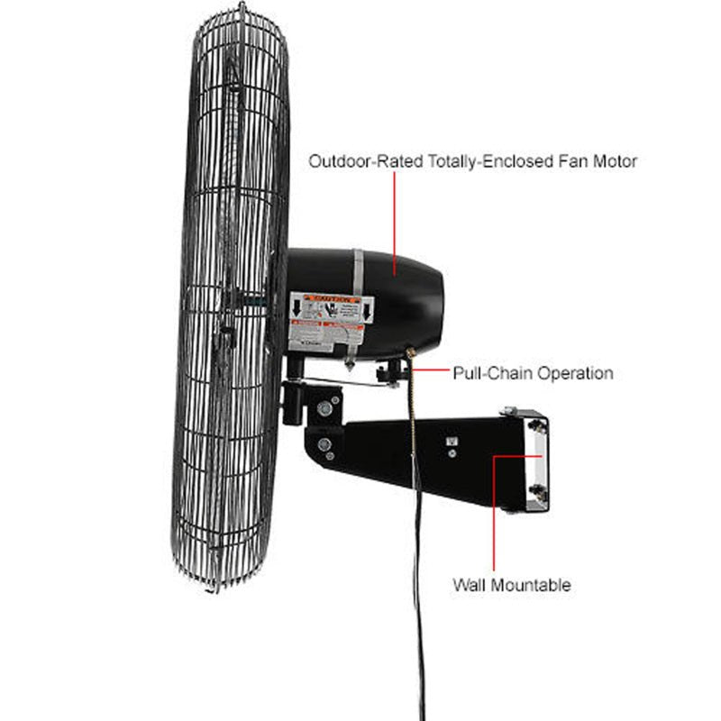 Global Industrial 30" Outdoor Rated Oscillating Wall Mount Fan 2 Speed 8400 CFM 3/10 HP (GLB - 292451) - SchoolOutlet