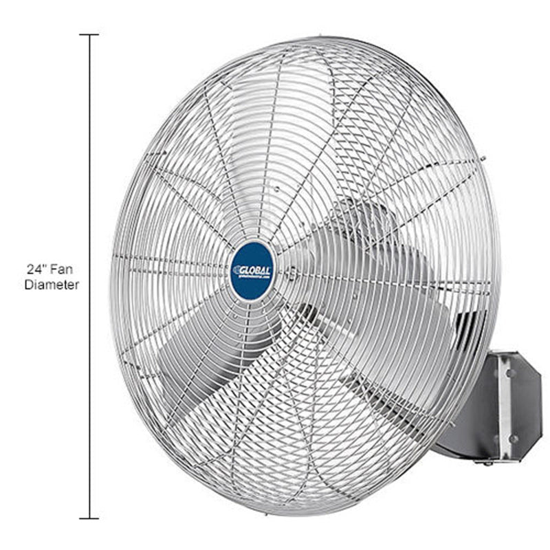 Global Industrial 24" Washdown Wall Mount Fan, 1 Speed, 7200 CFM, 1/4 HP, Single Phase (GLB - 293018) - SchoolOutlet