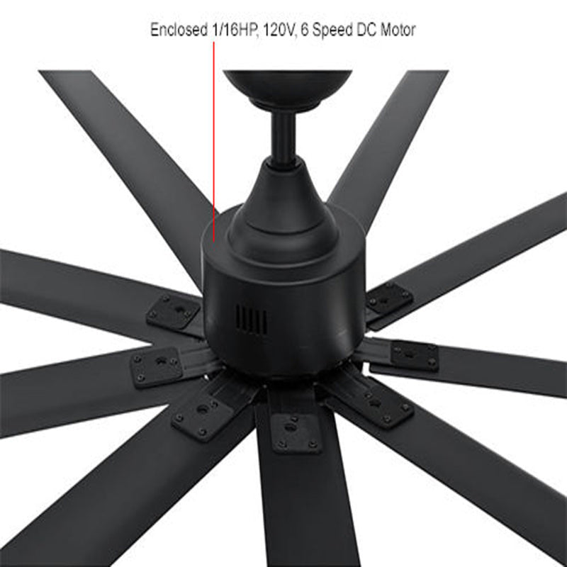 96" Industrial Ceiling Fan, DC Motor, 6 Speed, 17018 CFM, Black (GLB - 293048) - SchoolOutlet