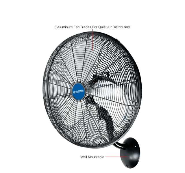 Global Industrial 18" Industrial Wall Mounted Oscillating Fan, 4,550 CFM, 1/6 HP (GLB - 293129) - SchoolOutlet