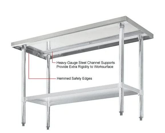 Global Industrial 430 Stainless Steel Table, 48"W x 24"D, Undershelf (GLB - 319055) - SchoolOutlet