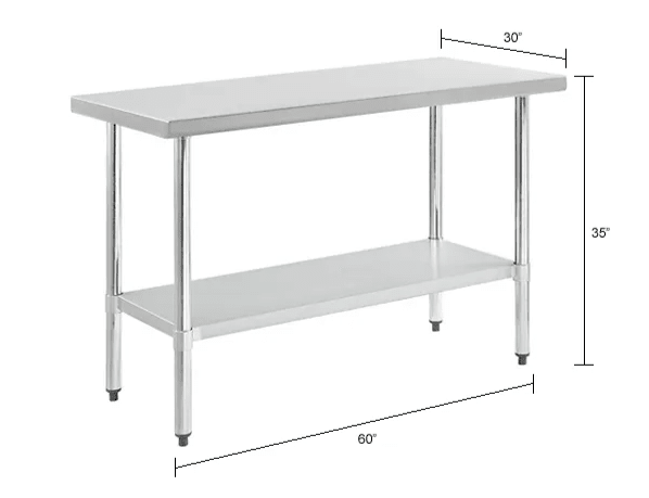Global Industrial 430 Stainless Steel Table, 60"W x 30"D, Undershelf (GLB - 319056) - SchoolOutlet