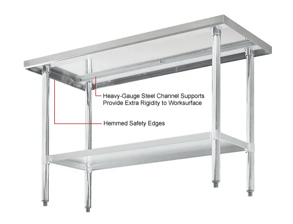 Global Industrial 430 Stainless Steel Table, 60"W x 30"D, Undershelf (GLB - 319056) - SchoolOutlet