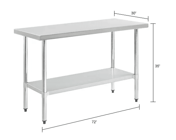 Global Industrial 430 Stainless Steel Table, 72"W x 30"D, Galvanized Undershelf (GLB - 319057) - SchoolOutlet