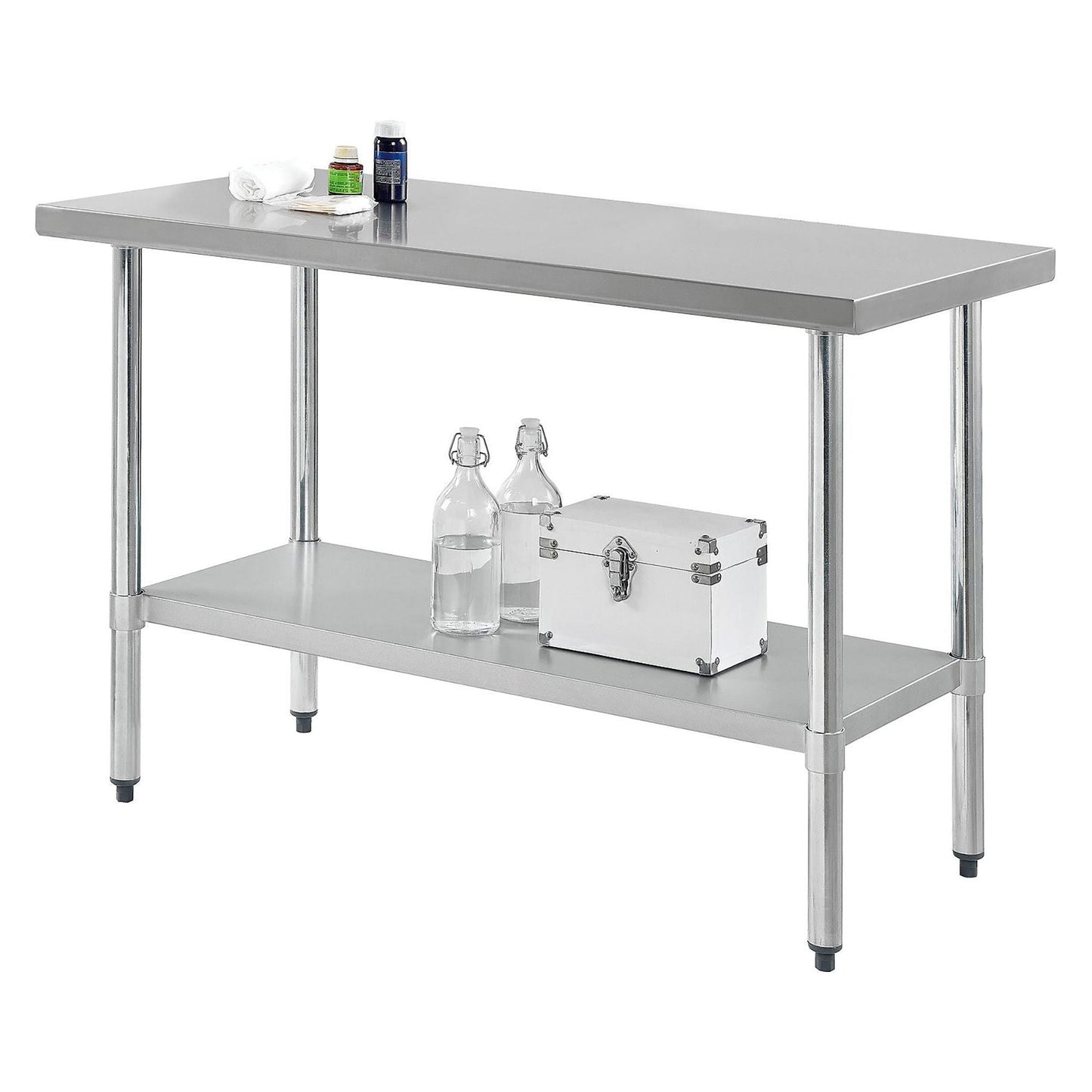 Global Industrial 430 Stainless Steel Table, 72"W x 30"D, Galvanized Undershelf (GLB - 319057) - SchoolOutlet