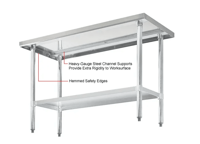 Global Industrial 430 Stainless Steel Table, 72"W x 30"D, Galvanized Undershelf (GLB - 319057) - SchoolOutlet