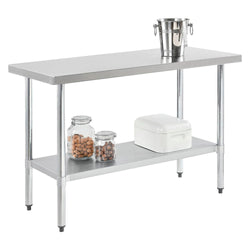 Global Industrial 430 Stainless Steel Table, 72"W x 30"D, Galvanized Undershelf (GLB-319057)