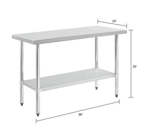 Global Industrial 430 Stainless Steel Table, 96"W x 30"D, Galvanized Undershelf (GLB - 319058) - SchoolOutlet