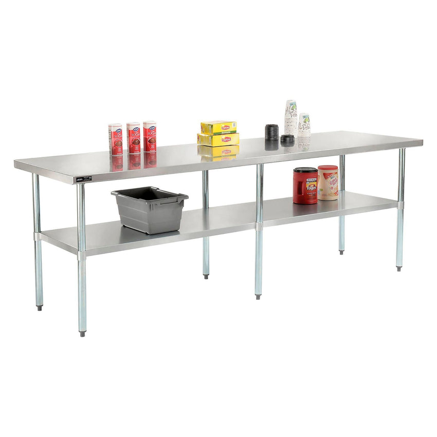 Global Industrial 430 Stainless Steel Table, 96"W x 30"D, Galvanized Undershelf (GLB - 319058) - SchoolOutlet