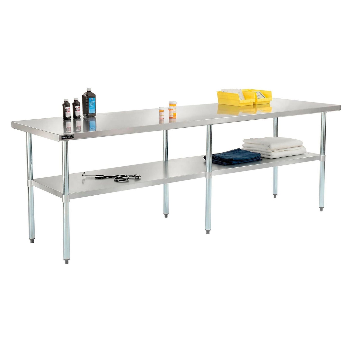 Global Industrial 430 Stainless Steel Table, 96"W x 30"D, Galvanized Undershelf (GLB - 319058) - SchoolOutlet