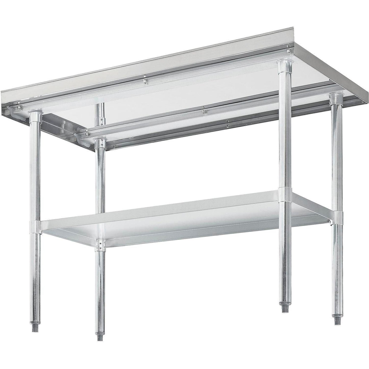 Global Industrial 430 Stainless Steel Table, 48"W x 24"D, Undershelf, 2" Backsplash (GLB - 319059) - SchoolOutlet