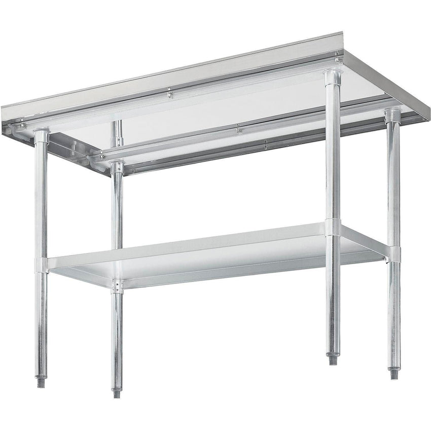 Global Industrial 430 Stainless Steel Table, 48"W x 24"D, Undershelf, 2" Backsplash (GLB - 319059) - SchoolOutlet