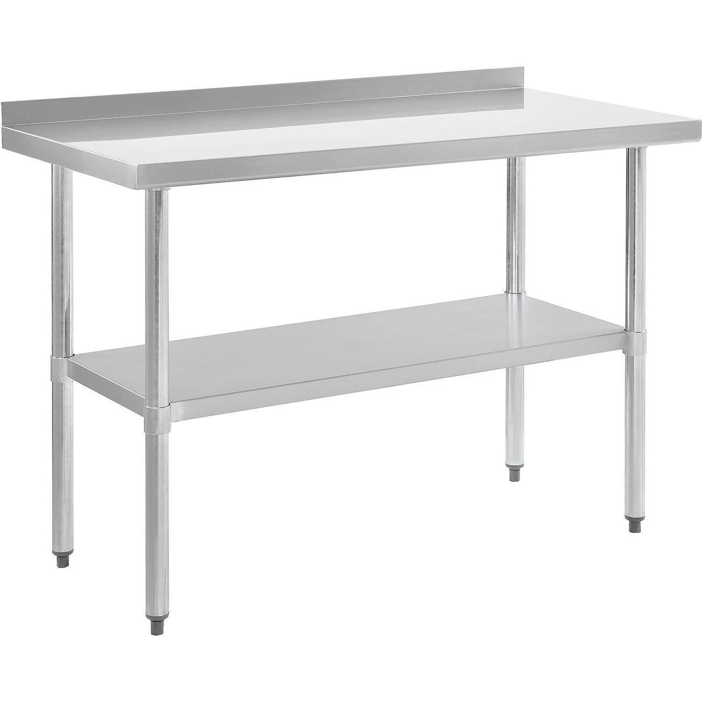Global Industrial 430 Stainless Steel Table, 48"W x 24"D, Undershelf, 2" Backsplash (GLB - 319059) - SchoolOutlet