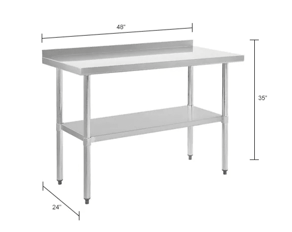 Global Industrial 430 Stainless Steel Table, 48"W x 24"D, Undershelf, 2" Backsplash (GLB - 319059) - SchoolOutlet