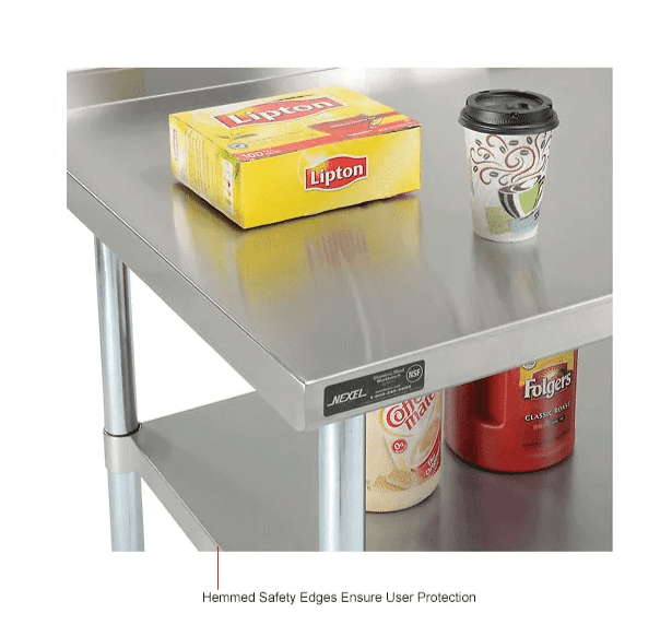 Global Industrial 430 Stainless Steel Table, 60"W x 30"D, Undershelf, 2" Backsplash (GLB - 319060) - SchoolOutlet