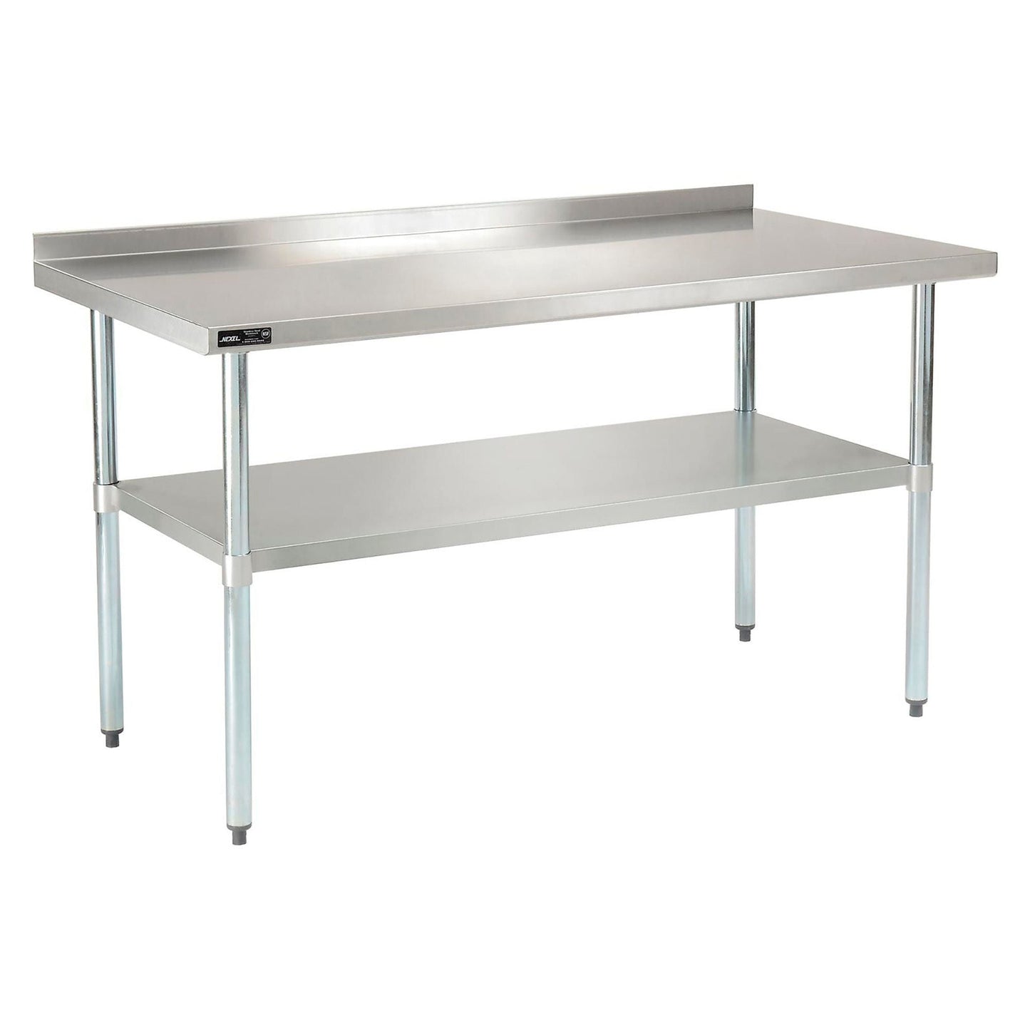 Global Industrial 430 Stainless Steel Table, 60"W x 30"D, Undershelf, 2" Backsplash (GLB - 319060) - SchoolOutlet