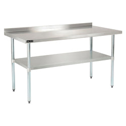 Global Industrial 430 Stainless Steel Table, 60"W x 30"D, Undershelf, 2" Backsplash (GLB-319060)
