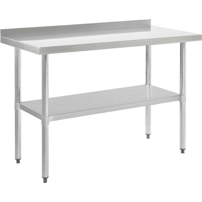 Global Industrial 430 Stainless Steel Table, 72"W x 30"D, Undershelf, 2" Backsplash (GLB - 319061) - SchoolOutlet