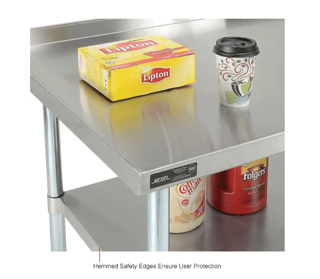 Global Industrial 430 Stainless Steel Table, 96"W x 30"D, Undershelf, 2" Backsplash (GLB - 319062) - SchoolOutlet