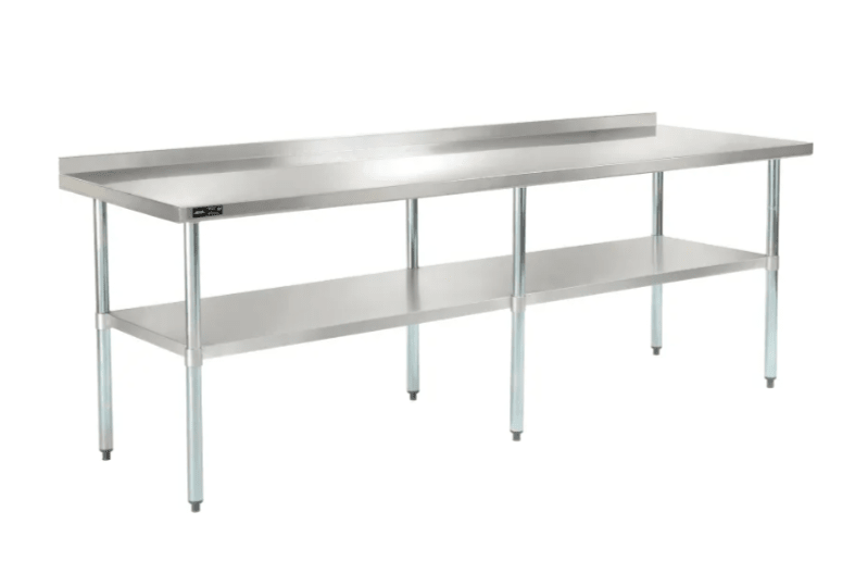Global Industrial 430 Stainless Steel Table, 96"W x 30"D, Undershelf, 2" Backsplash (GLB - 319062) - SchoolOutlet