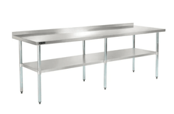 Global Industrial 430 Stainless Steel Table, 96"W x 30"D, Undershelf, 2" Backsplash (GLB-319062)