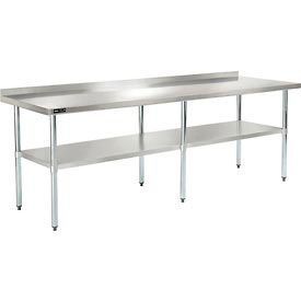Global Industrial 430 Stainless Steel Table, 96"W x 30"D, Undershelf, 2" Backsplash (GLB - 319062) - SchoolOutlet